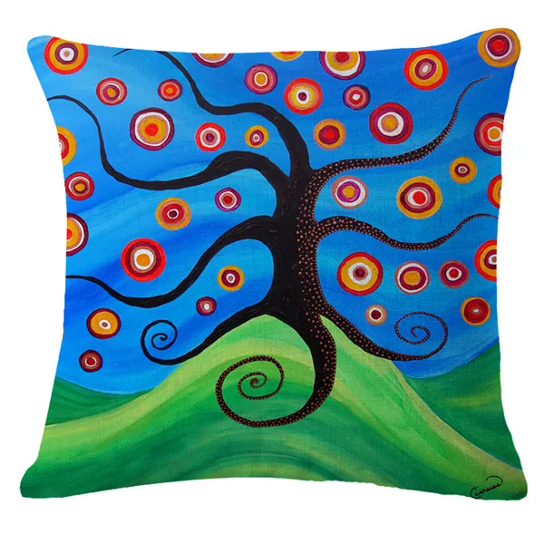 Современные домашние декоративные подушки, чехол с рисунком дерева, хлопковое белье с птичкой, наволочка для дивана, домашний декор, funda cojines 45x45 - Цвет: 16