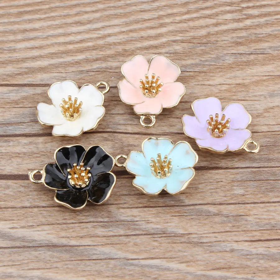 

1 PC High Quality Flowers Charms Colorful Hibiscus Flower Charm Bracelet Necklace Pendants Charms DIY Jewelry Accessories