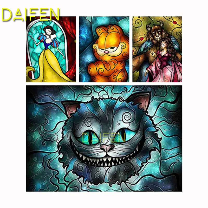 

Full Square Diamond mosaic princess cat Mermaid moon dress 5D DIY Diamond painting Full Round Diamond embroidery Cross stitch