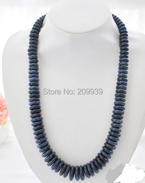 

huij 002643 8mm-20mm deep blue coin Lapis lazuli tower necklace