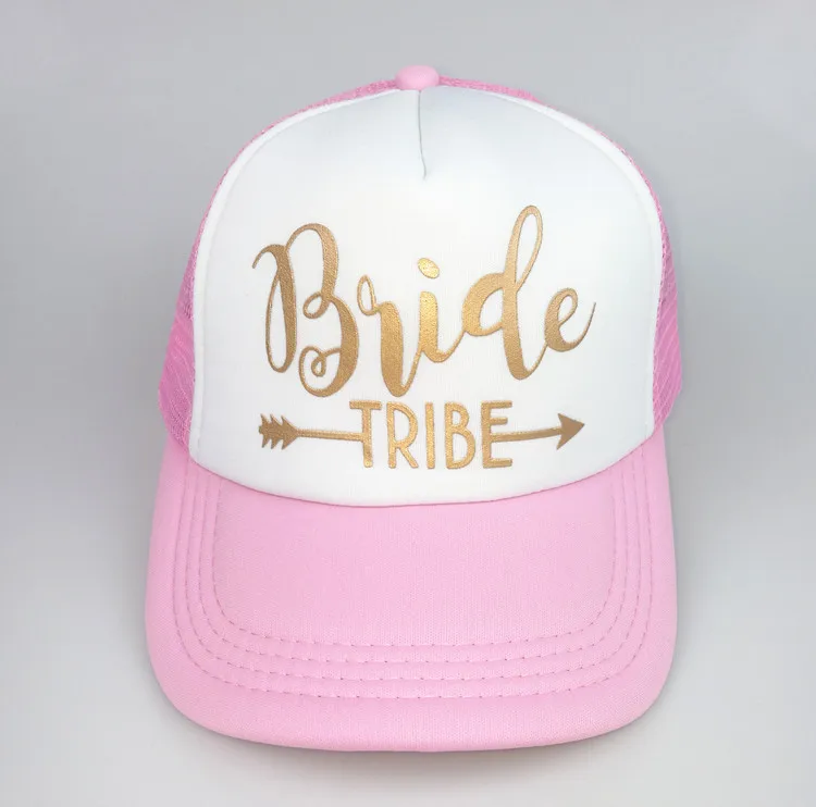 C&Fung BRIDE TRIBE trucker hats Bachelorette Snapback Cap Team Bride Neon gold letter Arrow design mesh baseball hat caps custom baseball caps Baseball Caps