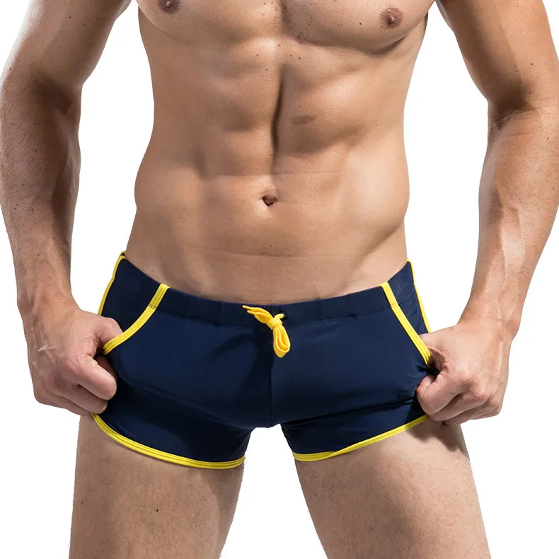 Мужские плавки, Мужская одежда для плавания, дышащие мужские плавки, плавки, трусы-боксеры, пляжные шорты - Цвет: Navy Blue