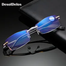 Ультралегкие очки без оправы для чтения, женские и мужские прозрачные линзы, анти-Blu-Ray компьютерные очки, очки для пресбиопии, диоптрий