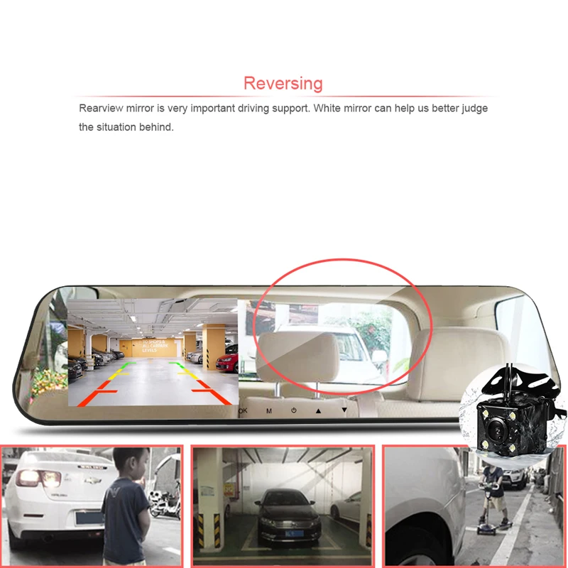 dash cam mirror car dvr mirror dual dash camera dual cameras mirror dashcam full hd dashcamera in car video camera full hd dvrs (3)