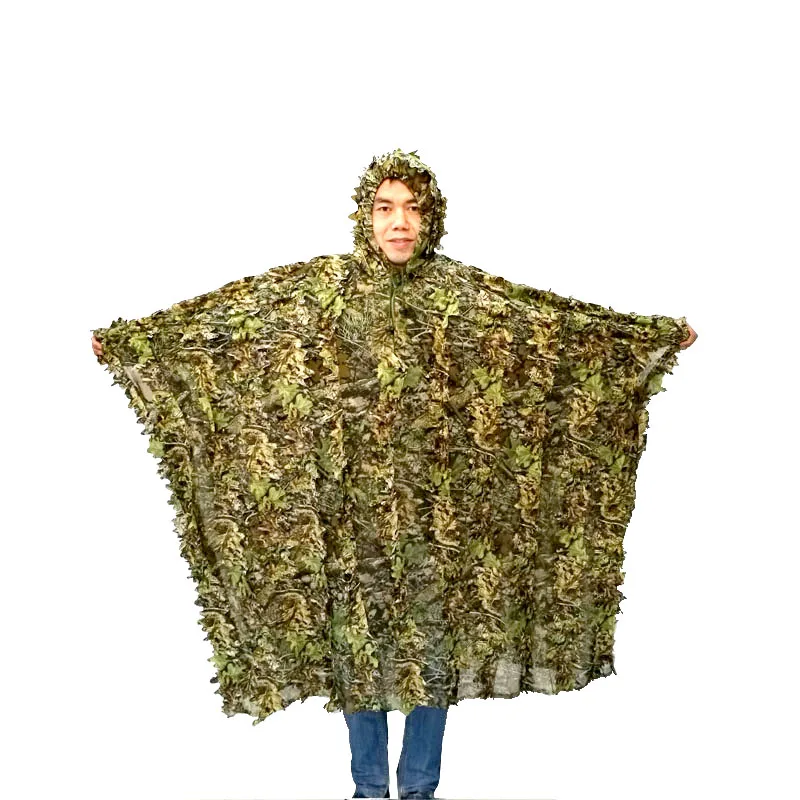 Leafy Poncho Jungle Ghillie Suits Camouflage Hunting Tactical 3D Bionic Leaf 