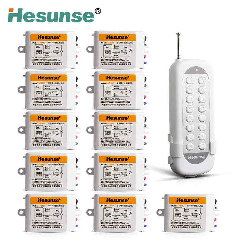 

Y-F211B1N11 With 11 Receivers 11 Ch RF Wireless Remote Control Switch 220V 110V Remote control