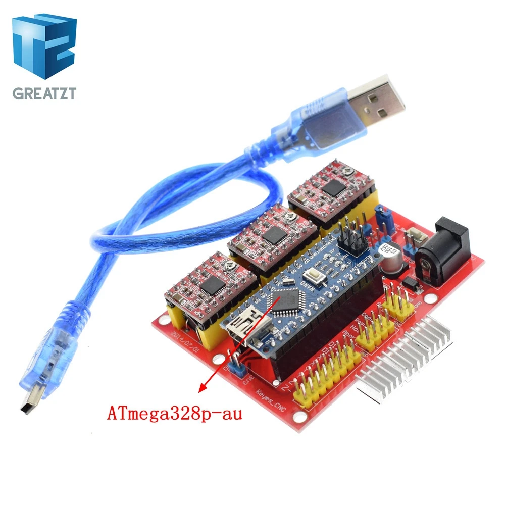 Greatzt 3DV4 щитка CNC V4 + Nano 3 0 шт. A4988 Reprap Шаговые драйверы Набор для Arduino|Интегральные