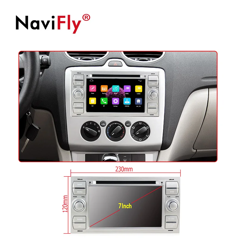 Sale Navifly Free shipping! 7Inch 2din windows ce6.0 Car DVD Player For C-Max Connect Fiesta Fusion Galaxy Kuga Mondeo S-Max Focus 3