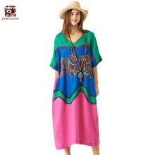 

Jiqiuguer Women Rose Red Blue Summer Dresses Casual Embroidery Patchwork Half Sleeve Mid Calf Length V-Neck Vestidos G181Y009
