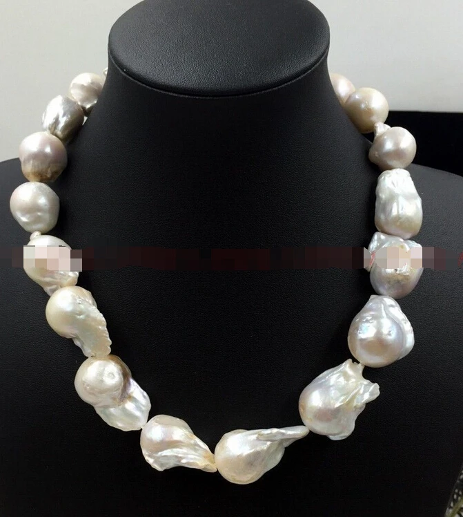 

Free shipping >>>>>>REAL HUGE AAA SOUTH SEA WHITE BAROQUE 18-34 MM PEARL NECKLACE