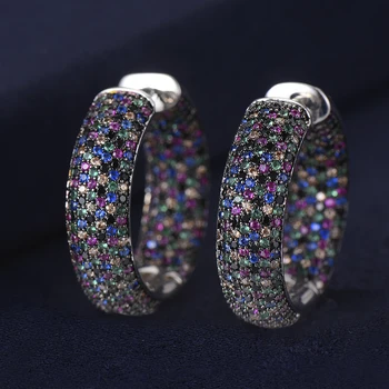 

29*29 mm Trendy Big Hoop Earrings Dubai African Style Full Cubic Zirconia Inlaid Jewelry For Women Bridal boucle d'oreille