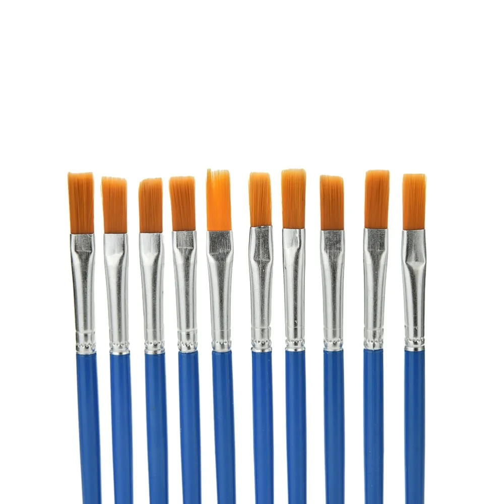 10Pcs Watercolor Gouache Paint Brushes Round Pointed Tip Nylon Hair Painting Brush Set Art Supplies | Канцтовары для офиса и