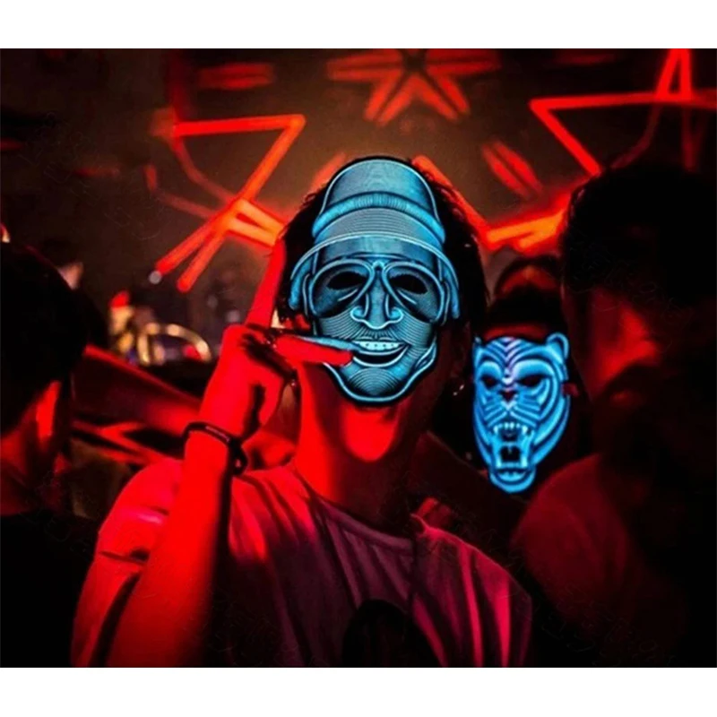 

Hot sales EL Flashing Mask Sound activated Mask LED Light up Party Mask DJ Party Festival Halloween Glow Mask