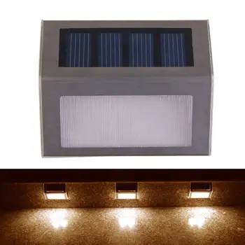 

Solar Power LED Outdoor Waterproof Dustproof Garden Pathway Stairs Lamp Light Energy Saving Wall Lamp Warm White