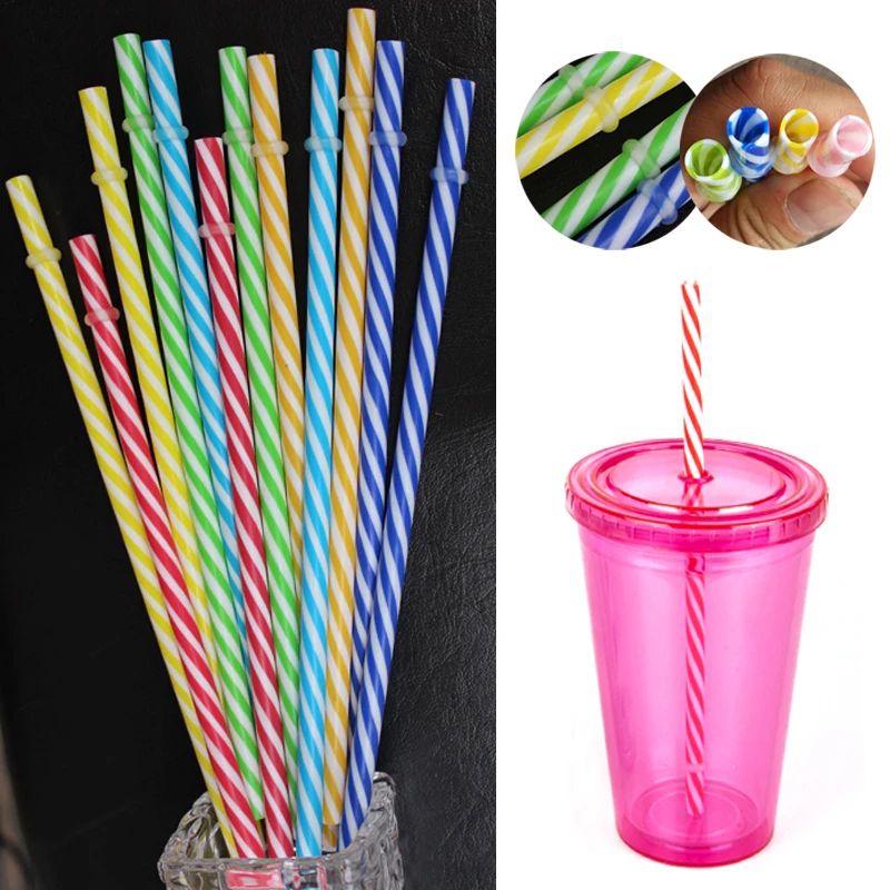 Sale 5PCS 23cm Plastic PP Color Thread Straw Double Cup Special 23cm
