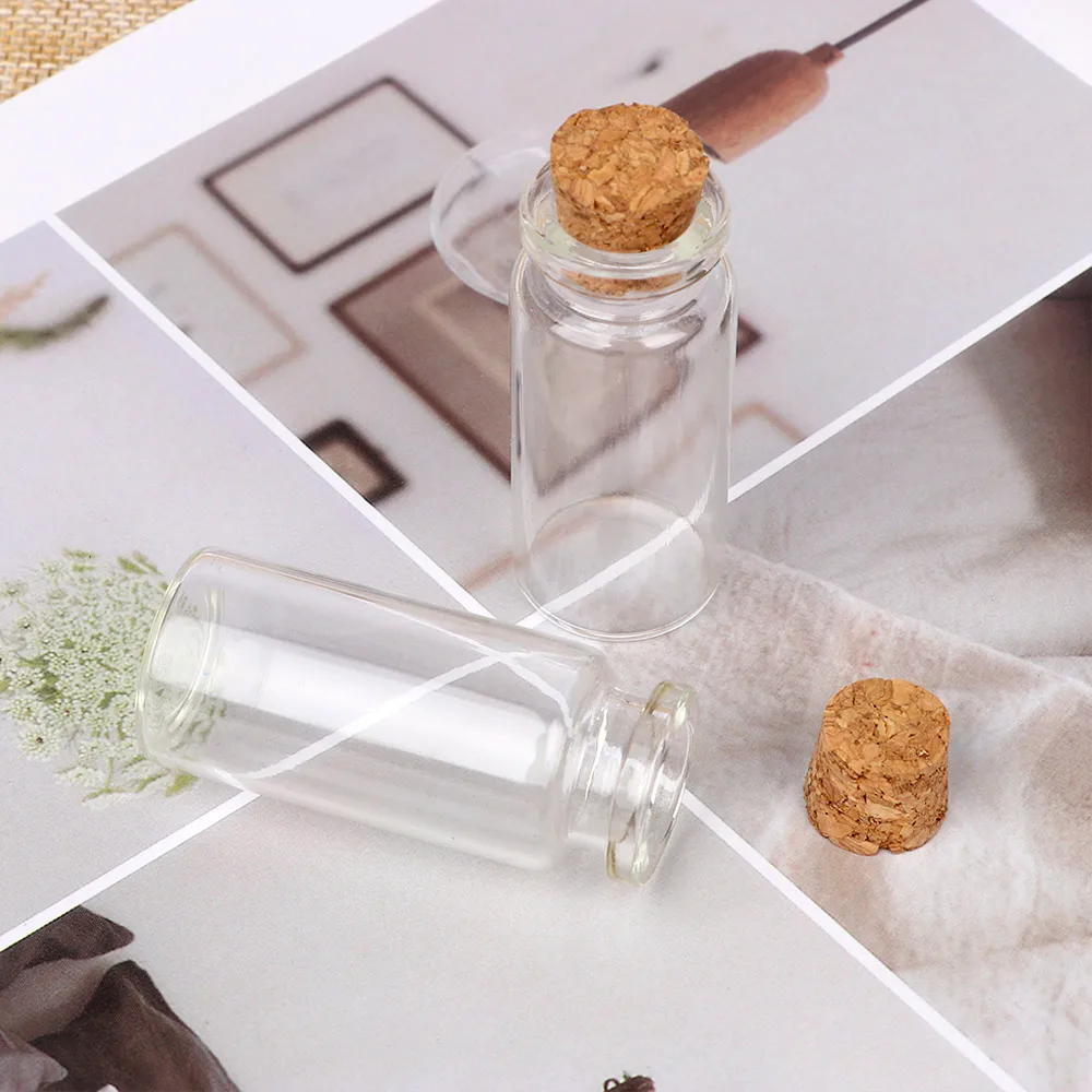 

5pcs/Set New 50mm x 22mm 10ml High Temperature Resistance SmoothTransparent Small Cute Mini Cork Stopper Glass Bottle Vial