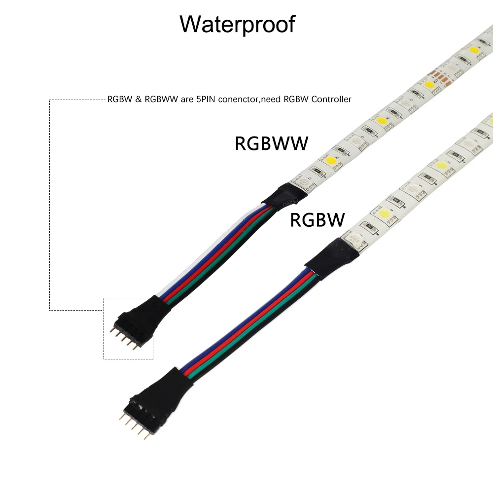 5050 LED Strip RGB / RGBW / RGBWW 5M 300LEDs Neon Tape Light+ 2.4 G Remote Controller+ DC 12V 3A Power Adapter