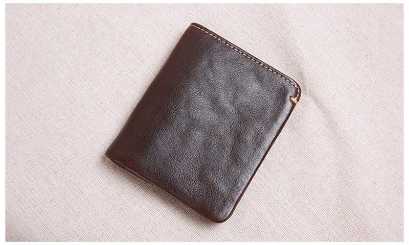 AETOO Wallet men's short leather super thin youth first layer cowhide handmade simple soft leather wallet vertical mini wallet