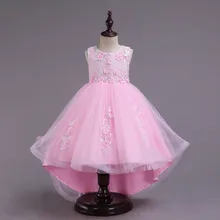 Детское праздничное платье для девочек; летние торжественные Свадебные Платья с цветочным рисунком и длинным шлейфом; бальное платье принцессы для девочек; vestidos; одежда для От 2 до 12 лет девочек