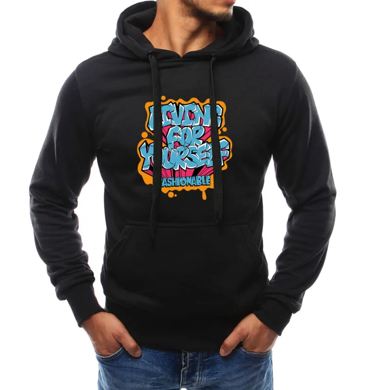 

2019 New Men's Sweaters Sleek Minimalist Design Letter Printing Spring and Autumn Winter Long-sleeved Hooded Men's Sweater