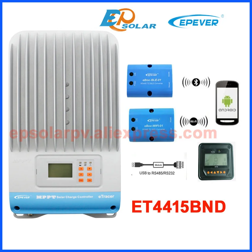 

45A MPPT solar charge controller EP eTracerET4415BND 12v 24v 36v 48v auto work with WIFI and Bluetooth communciton function