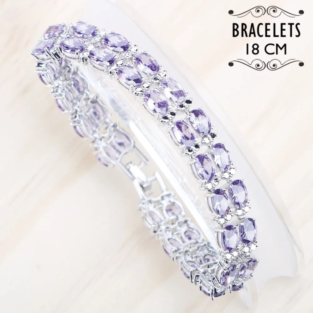 Роскошный женский браслет, фиолетовый кубический цирконий, белые камни, серебро 925, ювелирные браслеты, подарок, Ювелирная коробка