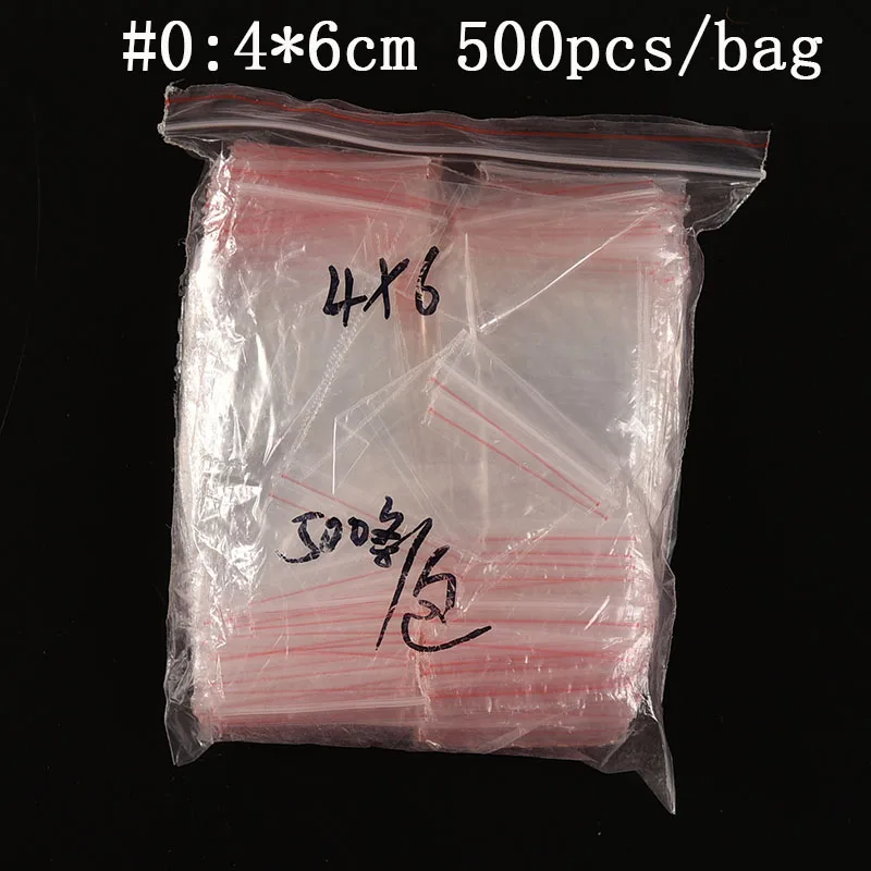 

500Pcs/lot Ziplock Lock zipped Poly Clear Bags Plastic Food storage bags Thick transparent package bags 6X4CM 5x7cm 6x9cm