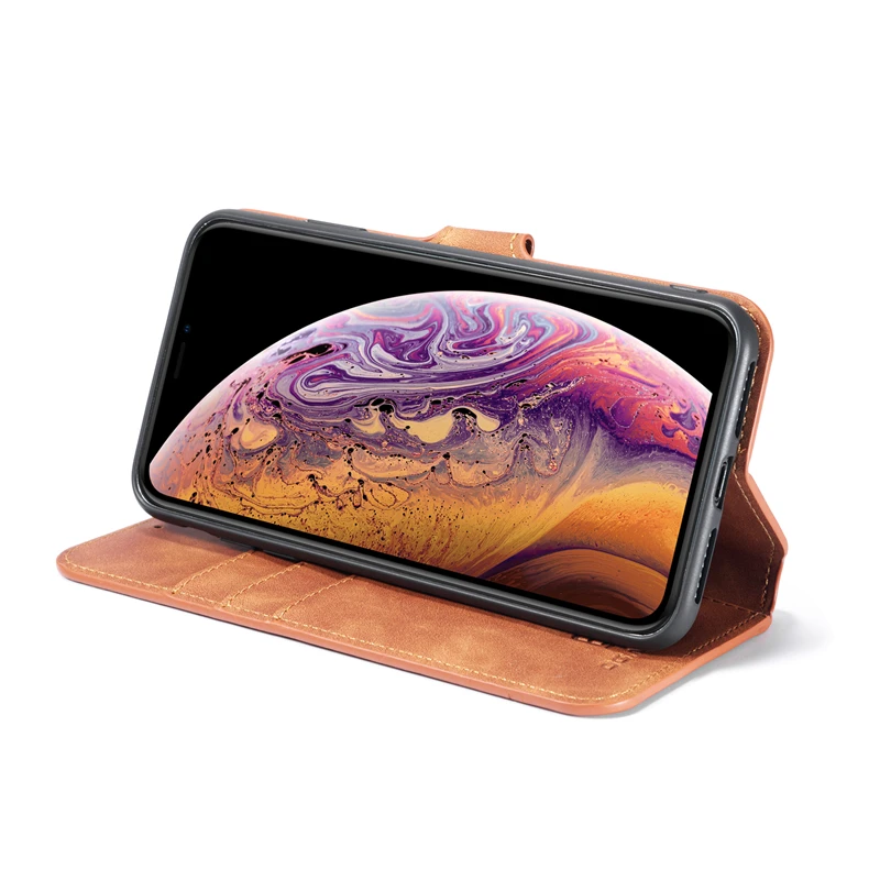 Винтажный чехол DG.MING из искусственной кожи для iPhone XS Max 11 12 XR флип с подставкой и