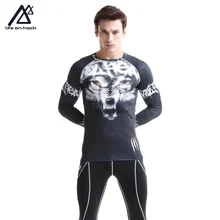 Мужская компрессионная Базовая рубашка с длинным рукавом для велоспорта, Облегающая рубашка Camiseta Masculina Para Ciclismo Lobo, зимняя одежда для велоспорта