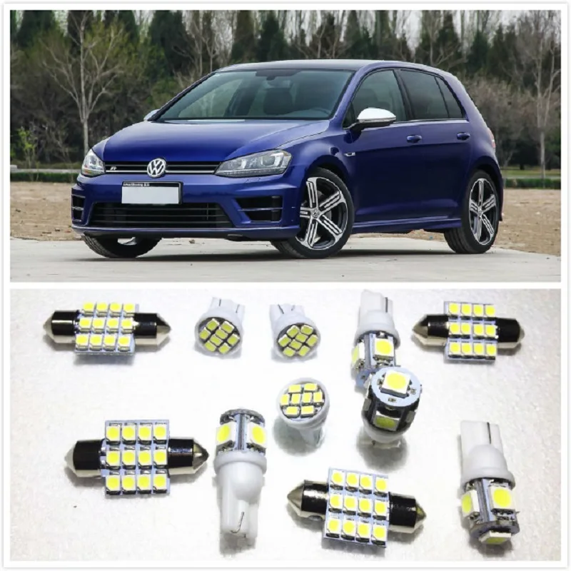 

11 set White LED Lights Interior Package 10 & 31mm Map Dome For Volkswagen Golf Saveiro Eos Gol Bora Passat Polo 2000-2019