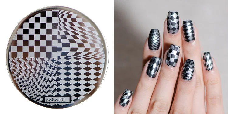 

Houndstooth Box Nail Art Stamp Template Image Plate hehe001 Stainless Steel Nail Stamping Plates Template Manicure Stencil Tool
