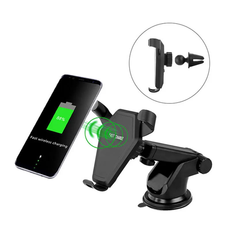 

2 in 1 Qi Wirelss Charger Fast Charging for iPhone X 8 Car Phone Holder Air Vent Mount Stand for Samsung Galaxy S8 Plus