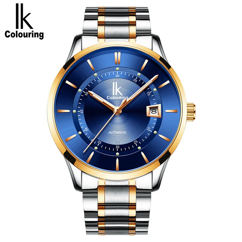 

2018 Men's Business Mechanical Automatic Watches Men Ik colouring Blue Luminous Hands Waterproof Self Wind Wrist Watch Clock