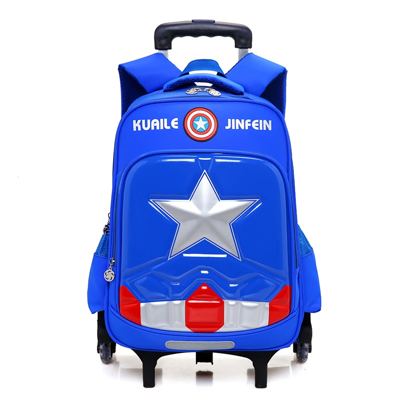 

New child Cartoon Rolling Luggage Travel Bag On Wheels koffers Trolley bag students Lovely Suitcases boys blue Hand Luggage bag
