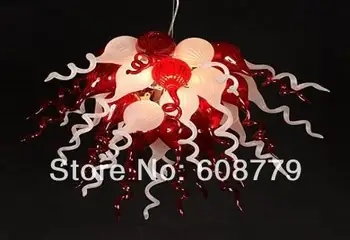 

Free Shipping Red and White Murano Glass Antler Chandelier For Sale