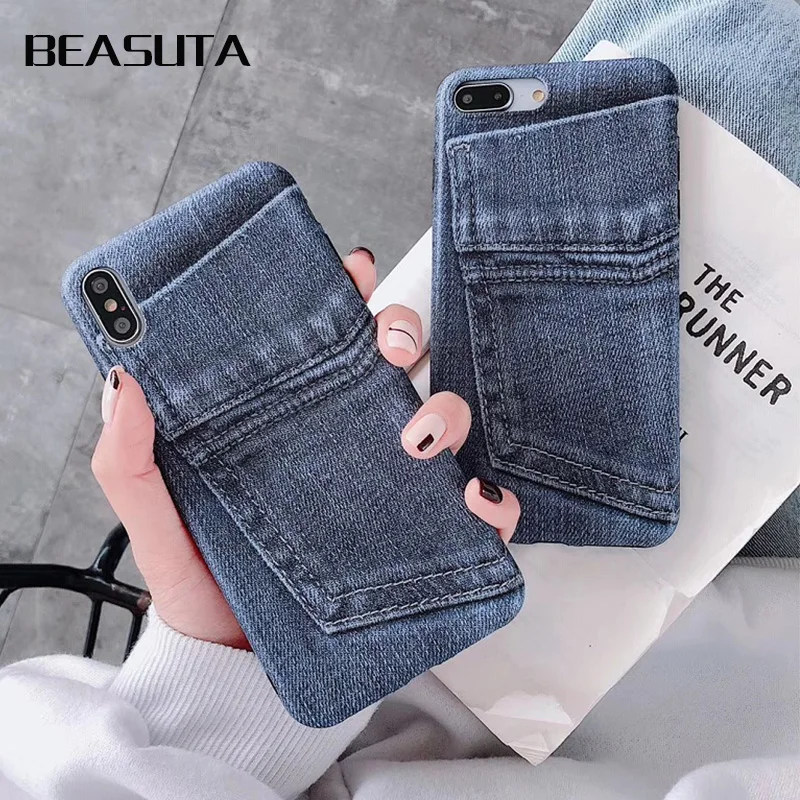 

Luxury Jeans matte case For iPhone XS Max Case Business blue Jeans Canvas soft tpu Cover For iPhone xs xr 6 6s 7 8 plus Cases