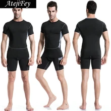 Быстросохнущие эластичные колготки для фитнеса, йоги, футболки для мужчин с коротким рукавом, баскетбола для футбола и бега, спортивные майки, Компрессионные спортивные костюмы