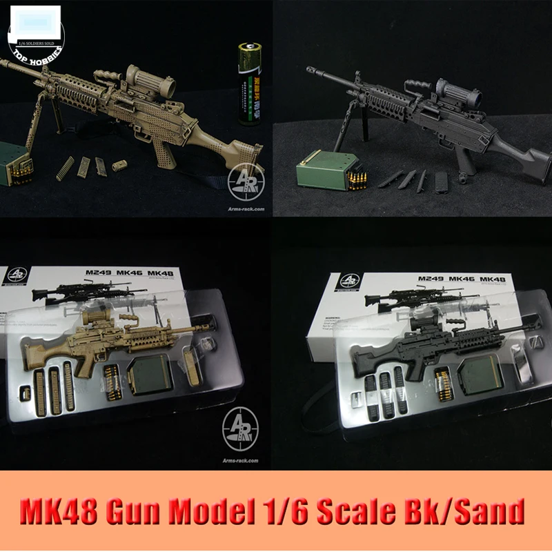 

1/6 Soldier Gun Toy Set Model MK 48 Machine Gun Light LMG Black/San Arms-rack Weapon Accessories Military Fit 12 Inch Figure