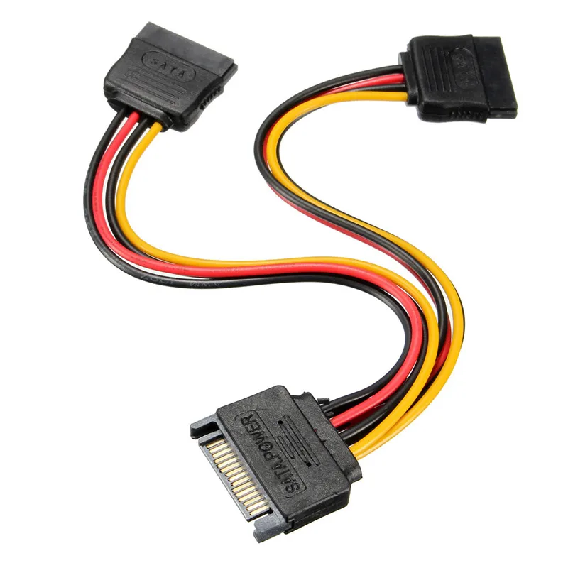 15 Pin SATA Male to 2xSATA Female Power Adapter Data Y Cable Splitter Lead Wire SATA Cablesin