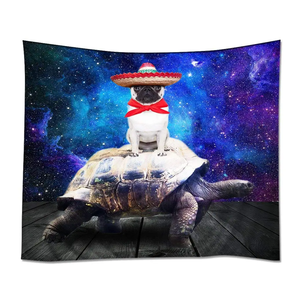 Tapestry Home Decorations Art Wall Hanging Hippie Tapestries 60&quotx 80&quot Starry Sky Galaxy Turtle Carrying Dog | Дом и сад