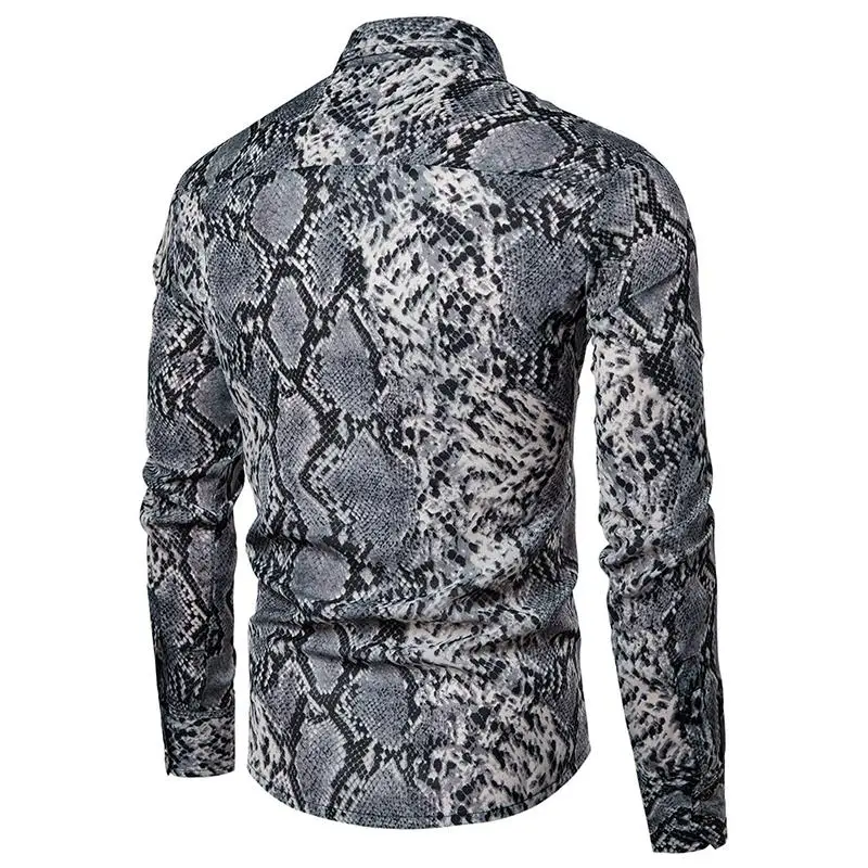 Гавайская рубашка Мужская s одежда Змеиный узор уникальный дизайн Camisa masculina сценические мужские рубашки блуза Мужская Повседневная Новинка