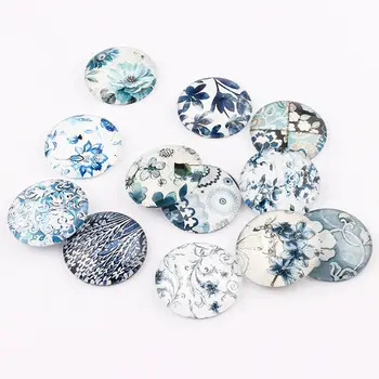 

12/16/18/20/25mm Mixed Style Colorful Round Glass Cabochon Dome Jewelry Finding Cameo Pendant Settings 20pcs /lot