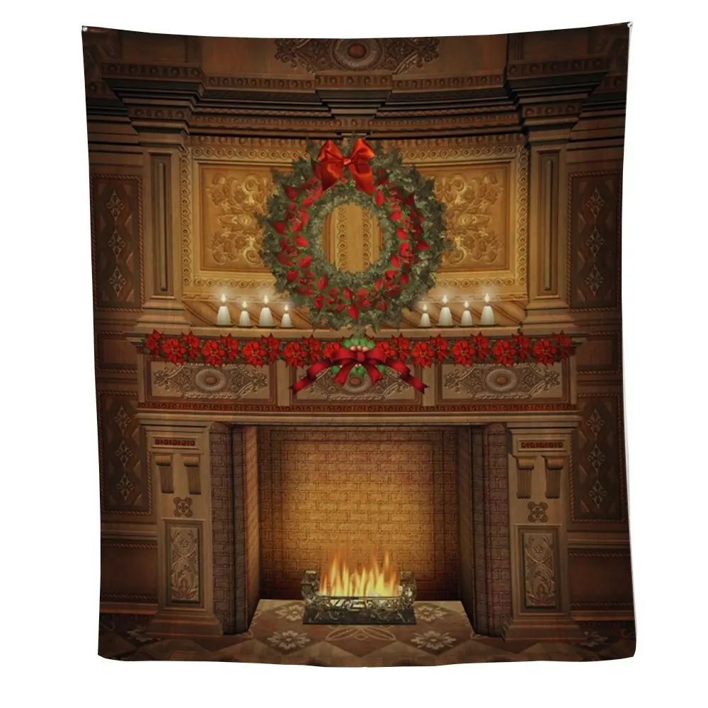 Christmas Fireplace Wall Tapestry For Decoration Fashion | Дом и сад