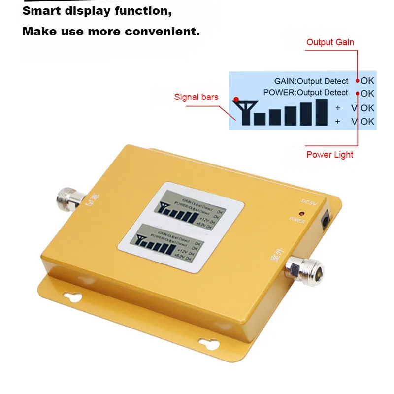 GSM 900 4G LTE 1800 (FDD Band 3) Dual Band Repeater LCD Display 70dB Gain GSM 900mhz DCS 1800mhz Cellular Mobile Signal Booster (5)