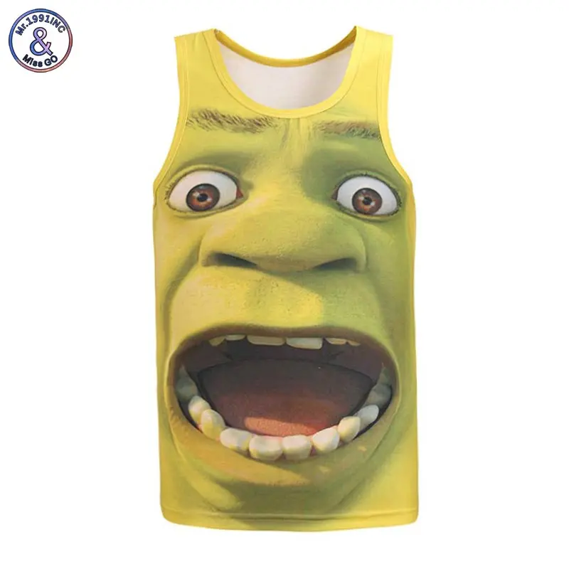 

Mr.1991INC Men/women 3d vest funny print big mouth Surprised face hip hop tank tops summer tees Asia size