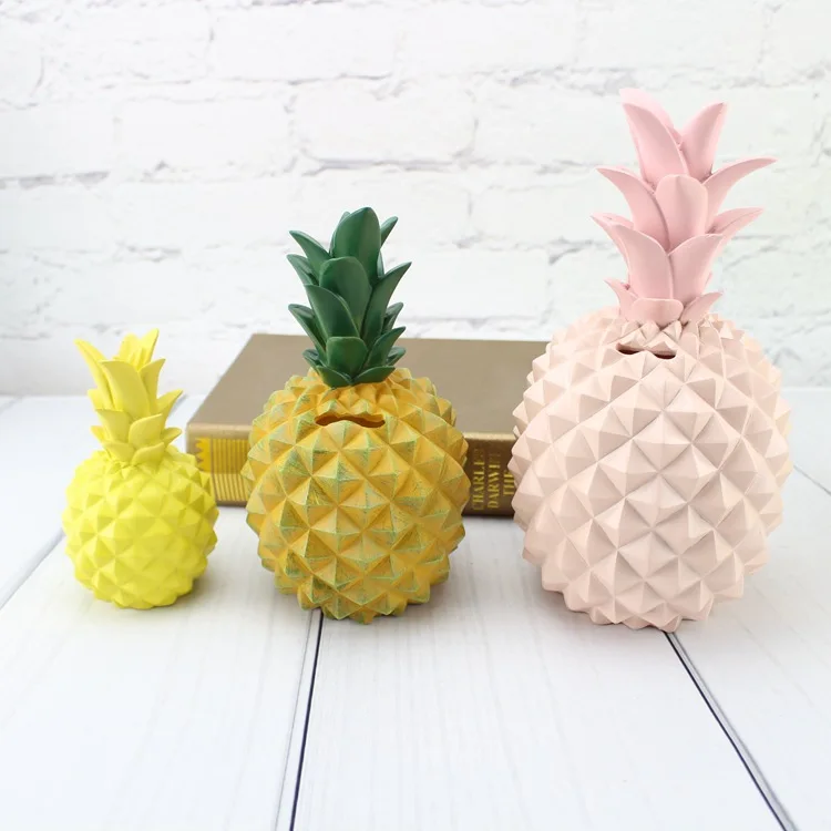 1PC Pineapple Piggy Bank Money Box Coin Bank Resin Saving Box Penny Bank Storage Jar Decoration Safe Box Save Cans MO 001 3