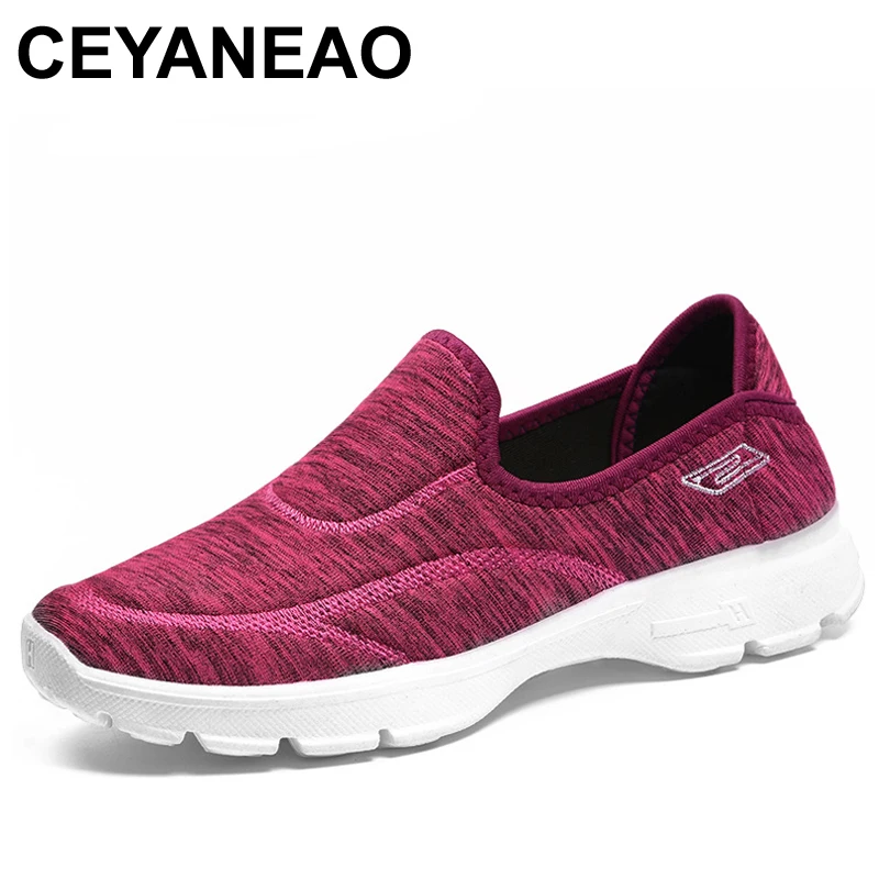 

CEYANEAO Women Casual Shoes Comfortable Flat Shoes Breathable Light Walking Tenis Feminino Casual Shoes Woman Sneaker BootsE1035