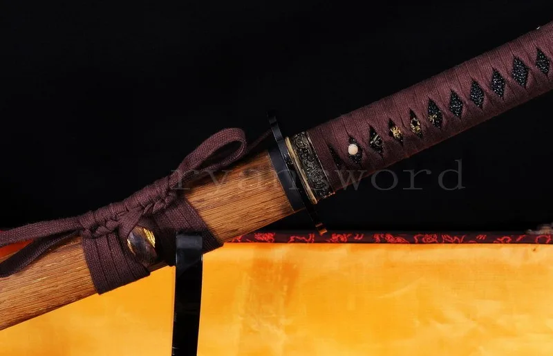 Высокое качество 1095 углеродистая сталь+ сложенная сталь HONSANMAI глина закаленная японский самурайский меч катана