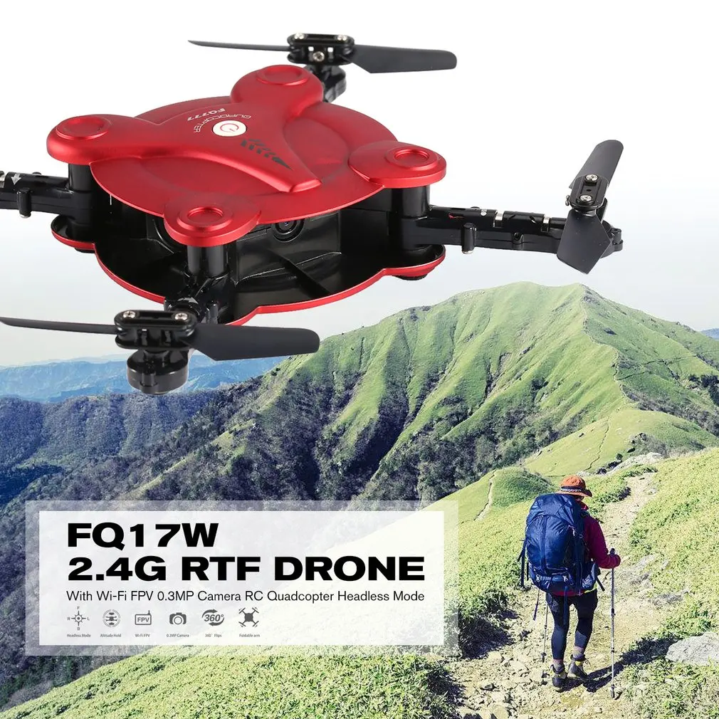 

FQ777 FQ17W 2.4G 6 Axis Gyro Mini RC Drone With 0.3MP Camera Wi-Fi FPV Foldable RTF RC Quadcopter Altitude Hold Headless Mode