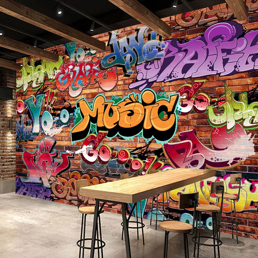 Пользовательские настенные росписи 3D тиснением кирпич обои граффити Книги по искусству кафе-бар Обеденная обои для стен 3 D pintado сравнению